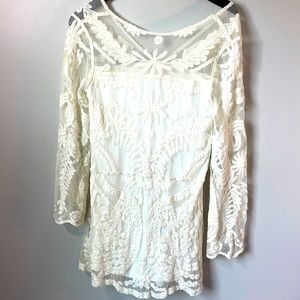Tokyo Darling Cream Colored Lace Dress Long Sleeve Size S Coquette Romantic